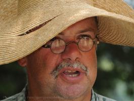 Walnut Grove Plantation hosted techniques and tastes of the colonial-era,  gardening, herbs, and a blacksmith shop and other ways of living during the period, Saturday, July 24, 2010. Here period gardener Tim Foster talks to a group about the way people grew their food.07/24/2010