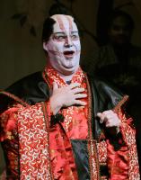 Stafford Turner plas the Mikado during a dress rehearsal at  Twichel Auditorium for  "The Mikado" presented by the Converse Opera Theatre.