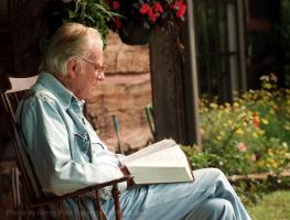 Billy Graham on the front porch of his home in Montreat N.C., Sept. 1996.