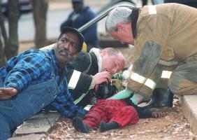 Recue worker save the lives of children.