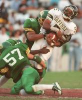 Gaffney's #5 Germer Byars is stopped for no gain  by the Summerville defense during action at the State Football Championship.